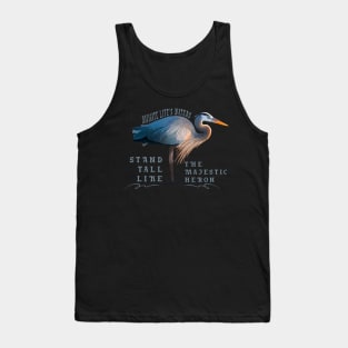 Blue heron bird illustration funny slogan Tank Top